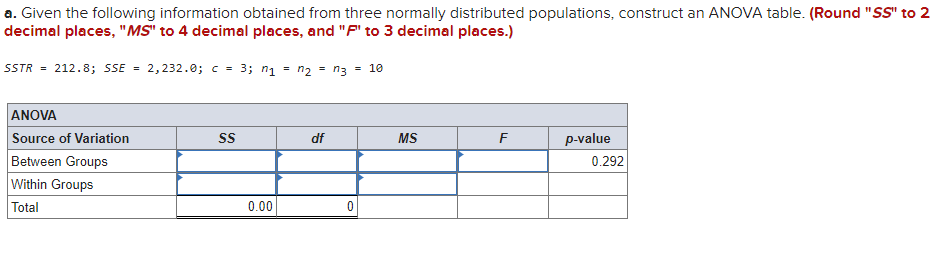 Solved a. Given the following information obtained from | Chegg.com