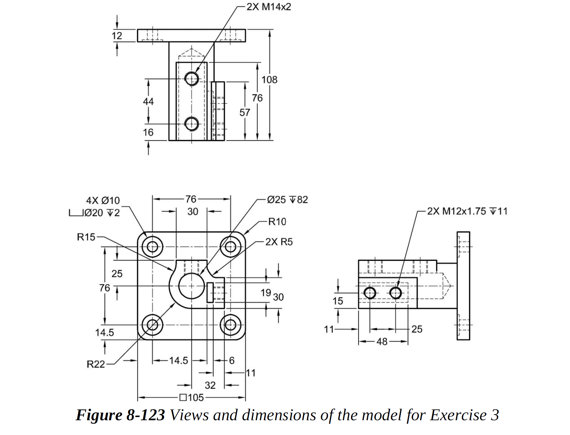 Solved Figure 8123 Views and dimensions of the model for