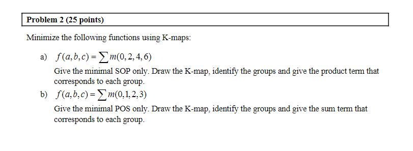 Solved Minimize The Following Functions Using K-maps: A) | Chegg.com