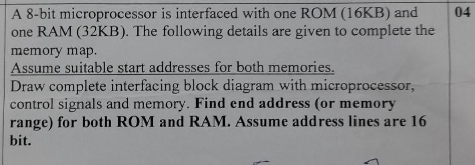 Solved A 8-bit Microprocessor Is Interfaced With One ROM (16 | Chegg.com