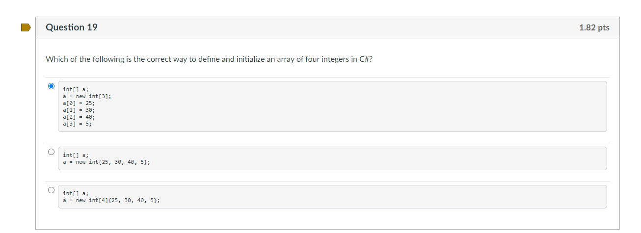 Solved Question 19 1.82 pts Which of the following is the | Chegg.com