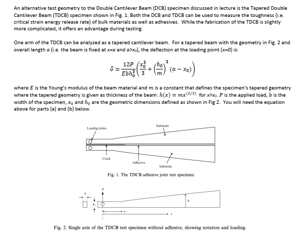 Solved An alternative test geometry to the Double Cantilever | Chegg.com
