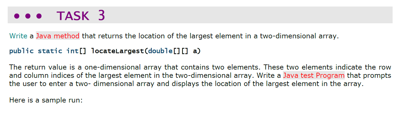 Solved TASK 1 Write a Java method that returns a new array | Chegg.com