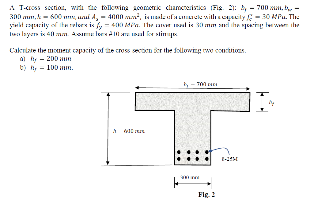 Solved A T-cross section, with the following geometric | Chegg.com