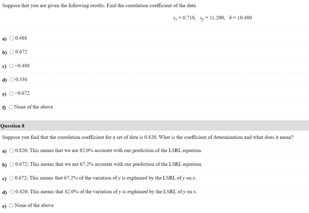 Solved Suppose that you are given the following results. | Chegg.com