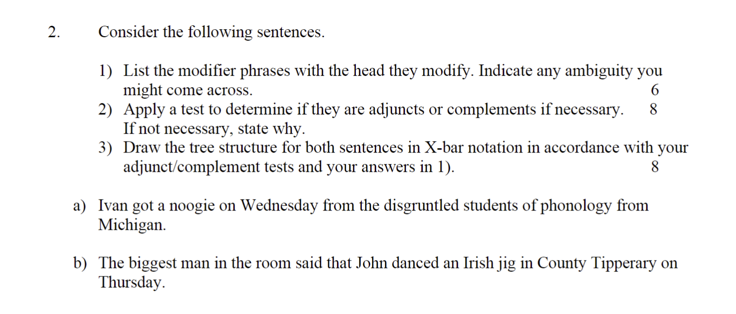 2. Consider the following sentences. 1) List the | Chegg.com