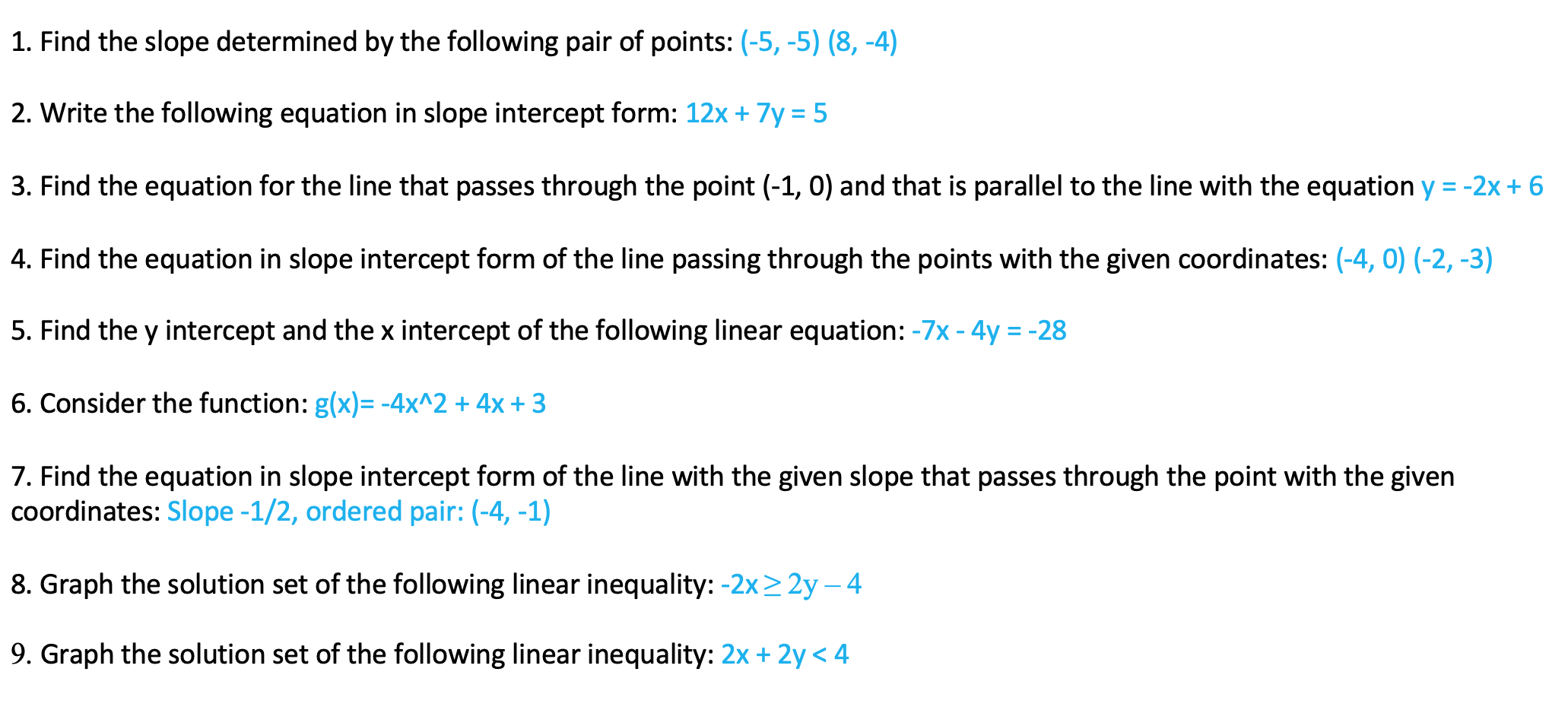 Solved 1 Find The Slope Determined By The Following Pair Chegg Com