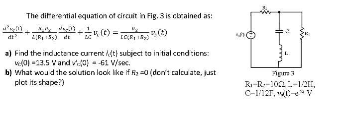 Solved The Differential Equation Of Circuit In Fig 3 Is Chegg Com