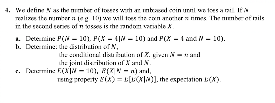 4. We define N as the number of tosses with an | Chegg.com