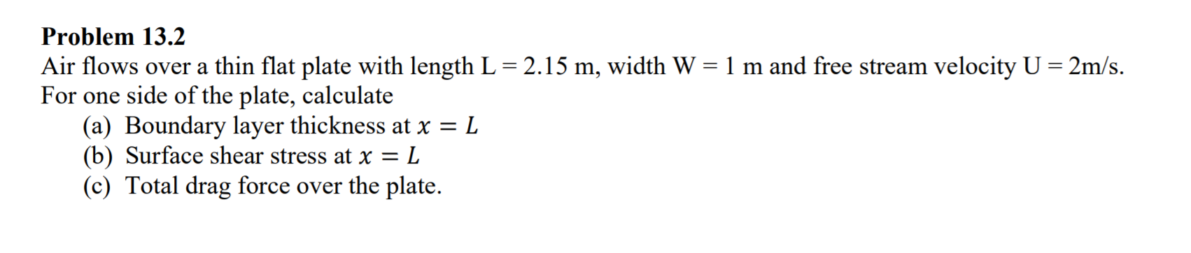 Solved Problem 13.2 Air flows over a thin flat plate with | Chegg.com