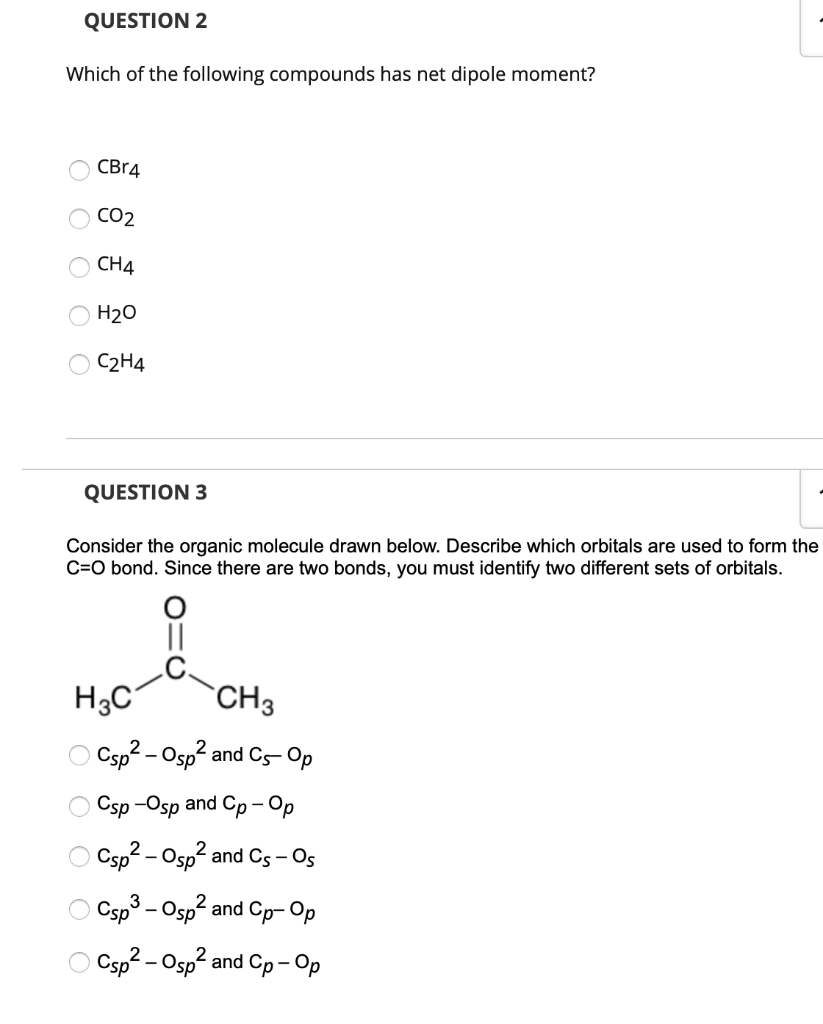 Solved Which of the following compounds has net dipole Chegg