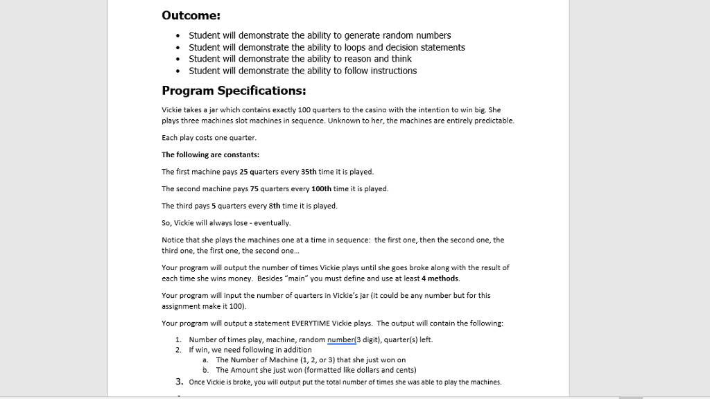 Solved Outcome: Student will demonstrate the ability to | Chegg.com