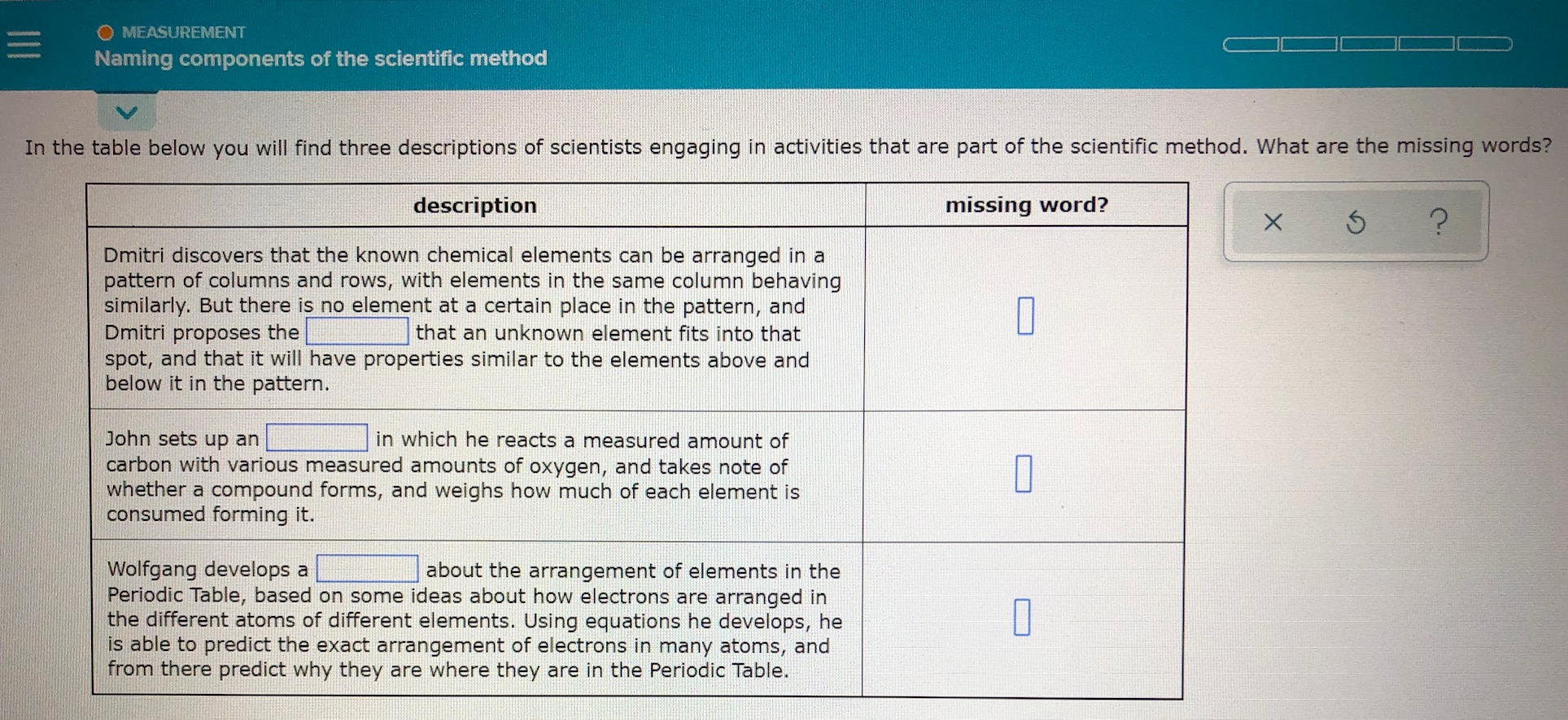 Solved In the table below you will find three descriptions