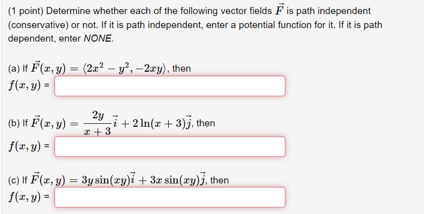 Solved (1 point) Determine whether each of the following | Chegg.com