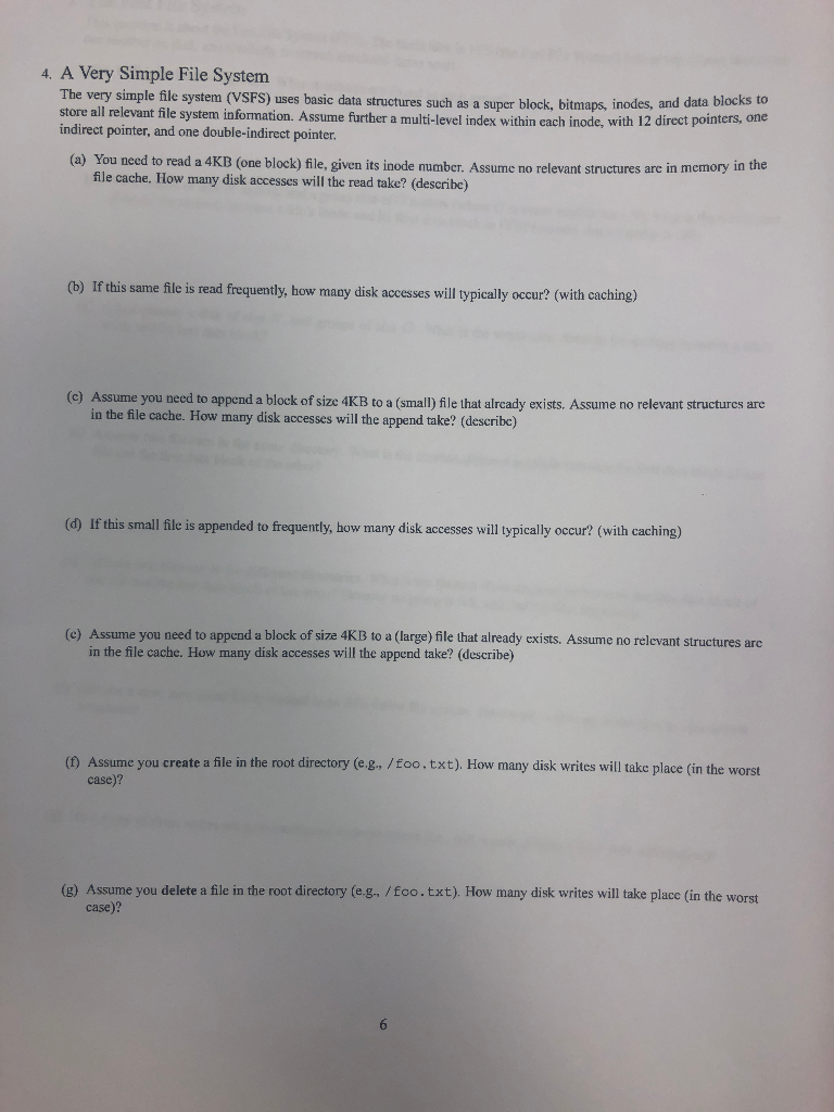 4. A Very Simple File System The very simple file | Chegg.com
