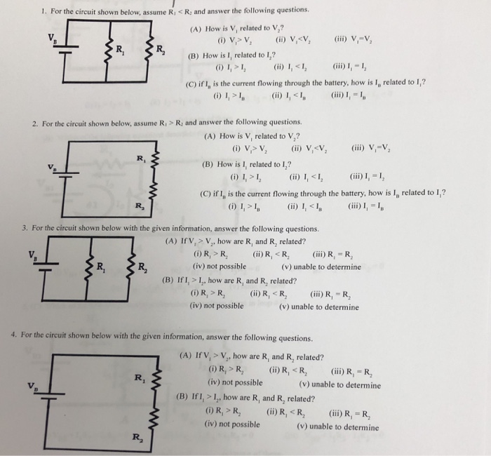 Solved 1. For the circuit shown below, assume R, v, (ii) | Chegg.com