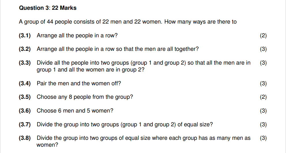 Solved Question 3: 22 Marks A group of 44 people consists of | Chegg.com