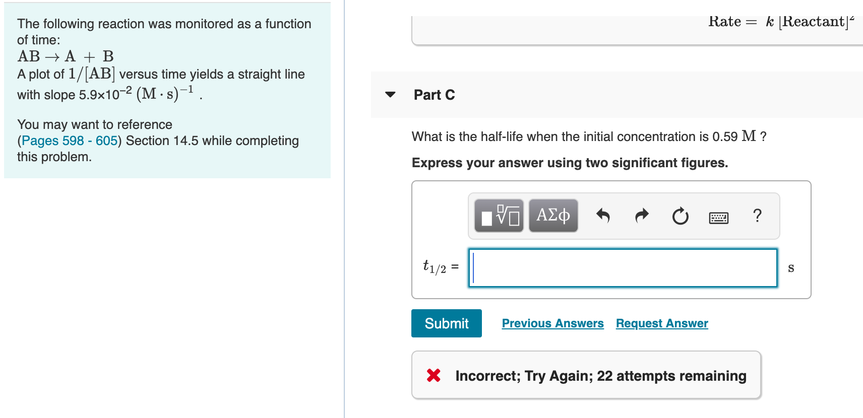 Solved Part C: What Is The Half-life When The | Chegg.com