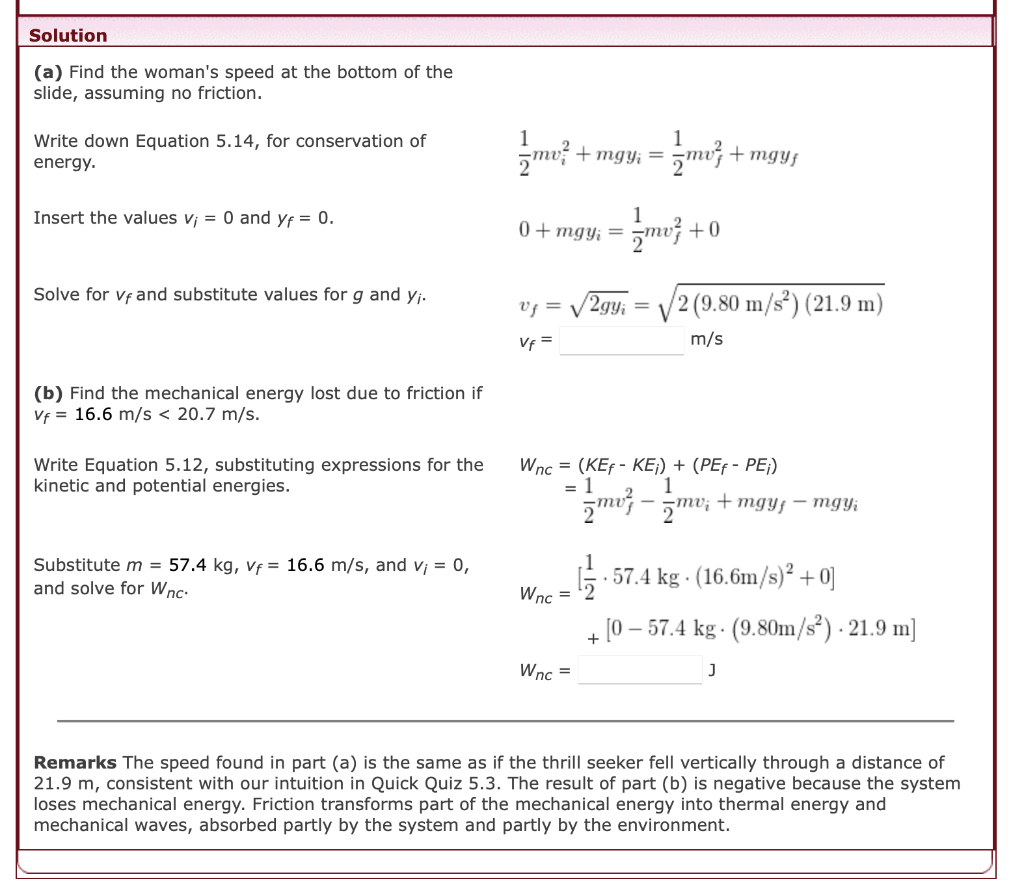 Solved Solution (a) Find the woman's speed at the bottom of | Chegg.com