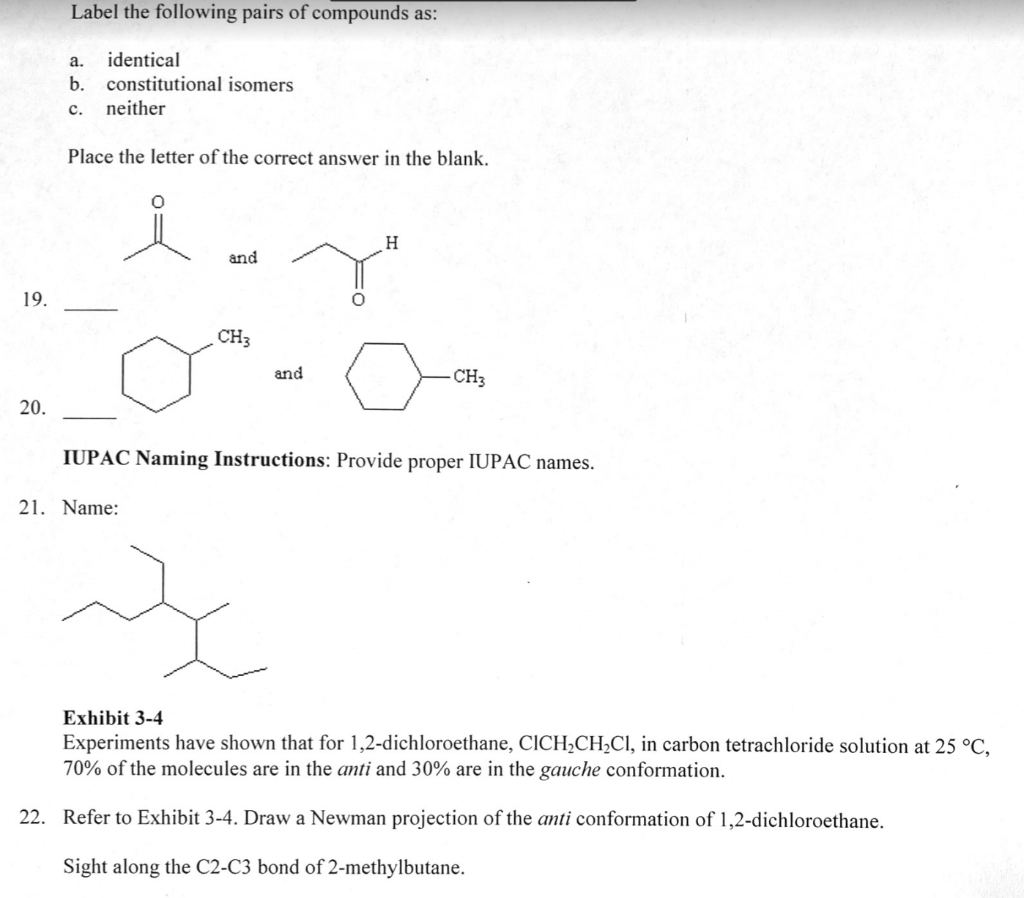 Solved Label the following pairs of compounds as: a. b. | Chegg.com