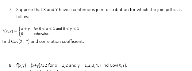 Solved a 7. Suppose that X and Y have a continuous joint | Chegg.com