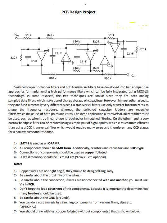 Solved Vin 820 k ww 820 k 22 nF 820 k m PCB Design Project | Chegg.com