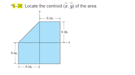 Solved *6–36. Locate the centroid (x, y) of the area. 6 in. | Chegg.com