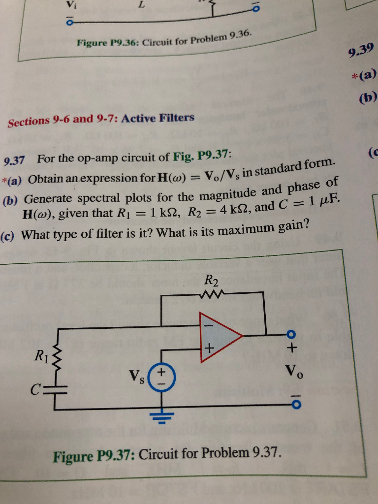 Solved 01 Figure P9 36 Circuit For Problemy 9 39 B Sec Chegg Com