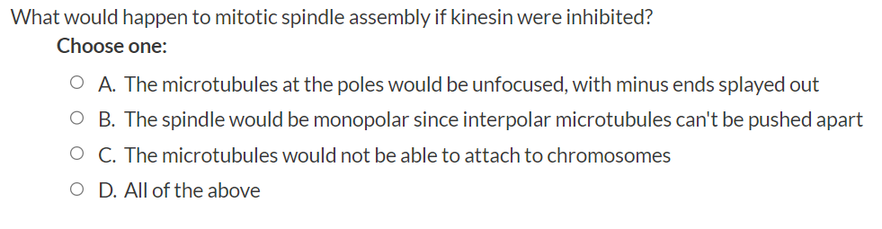Solved What would happen to mitotic spindle assembly if Biology Diagrams
