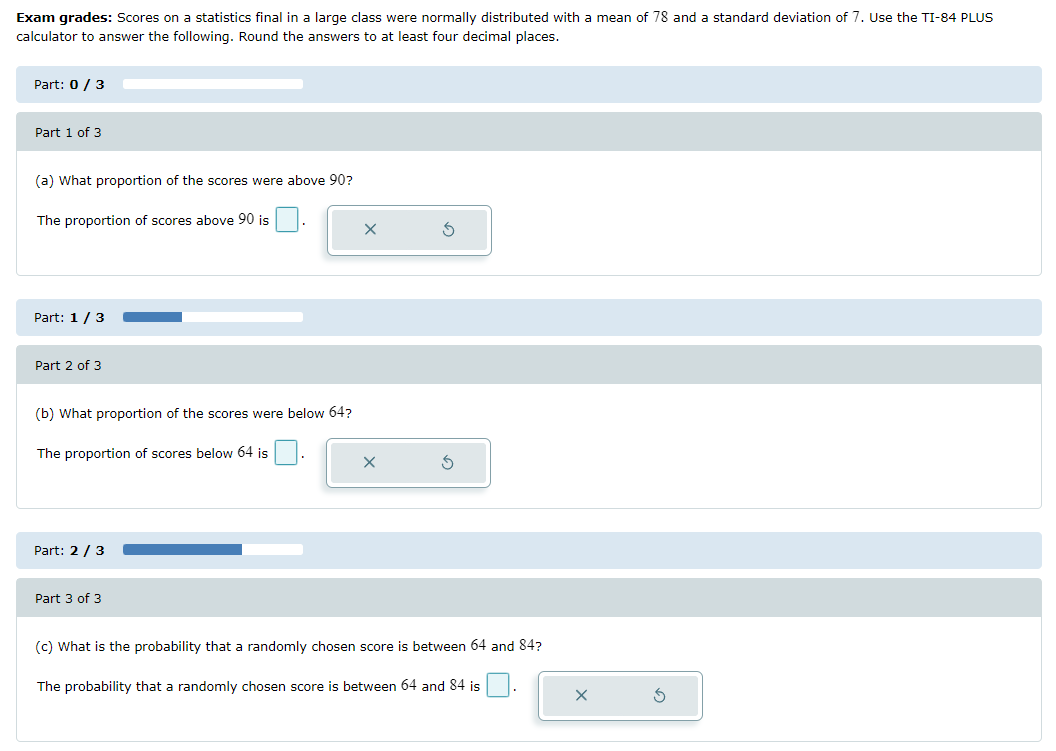 Solved Exam grades Scores on a statistics final in a large