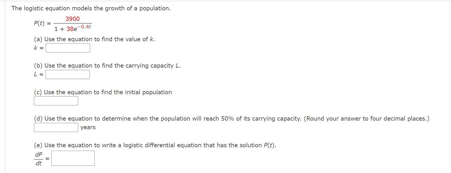 Solved The Logistic Equation Models The Growth Of A | Chegg.com