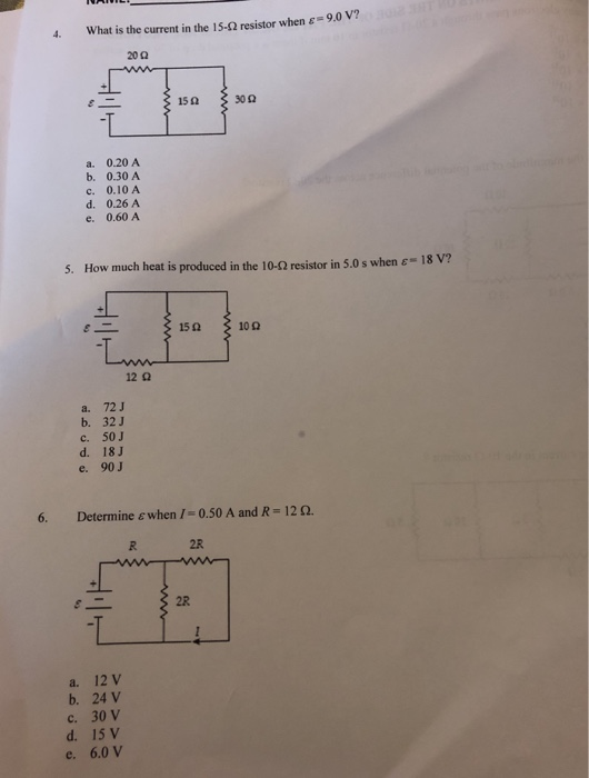 Solved what is the current in the 15-Ω resistor when ε= 9.0 | Chegg.com