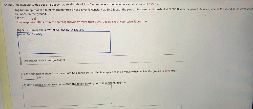 Solved An 80.0-kg Skydiver Jumps Out Of A Balloon At An | Chegg.com