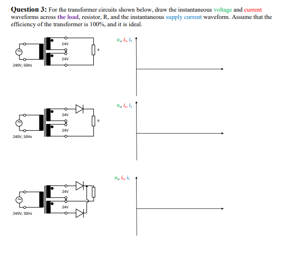 Solved Question 3: For The Transformer Circuits Shown Below, | Chegg.com