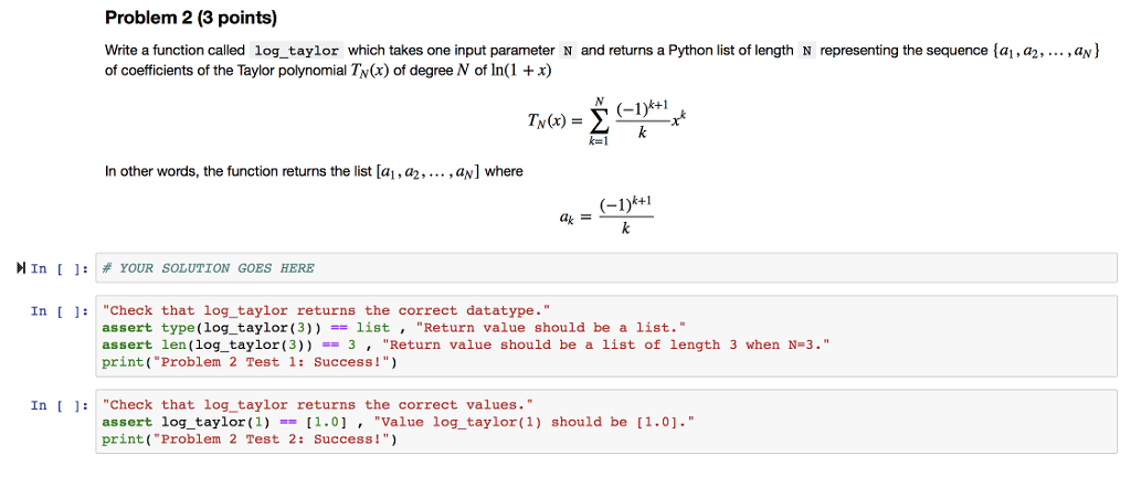 Solved Problem 2 (3 points) Write a function called log | Chegg.com