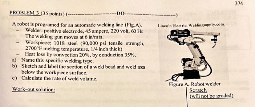 Solved A robot is programed for an automatic welding line | Chegg.com