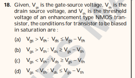 Solved th 18. Given, V is the gate-source voltage, V. is the | Chegg.com