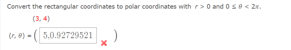 Solved Convert the rectangular coordinates to polar | Chegg.com