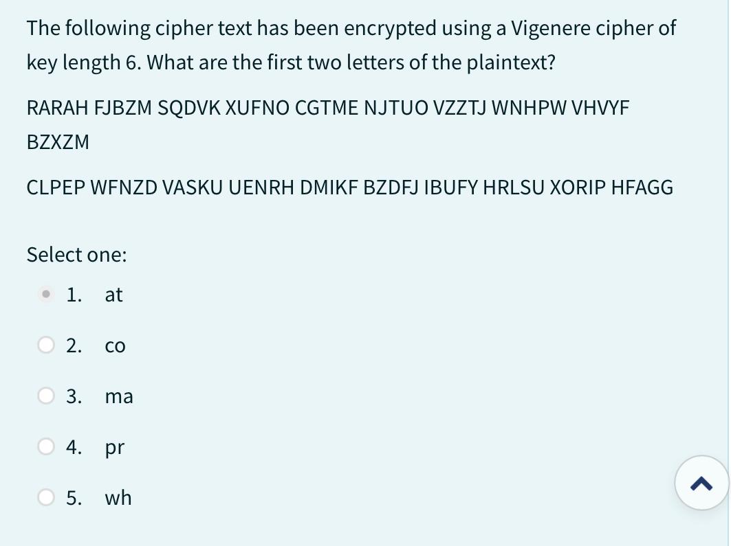 Solved The following cipher text has been encrypted using a | Chegg.com