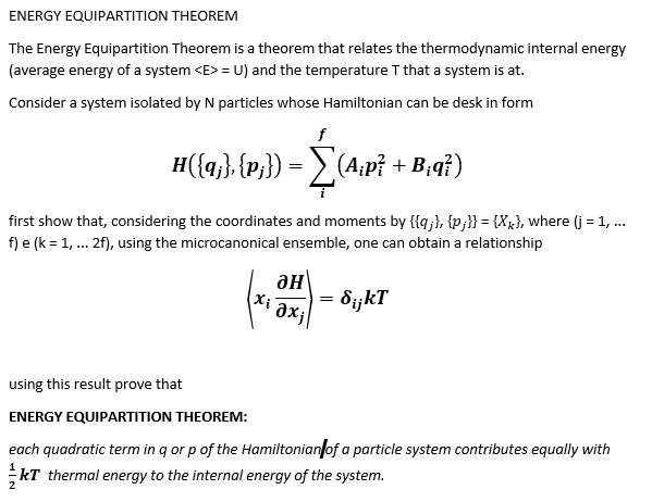 Solved ENERGY EQUIPARTITION THEOREM The Energy Equipartition | Chegg.com