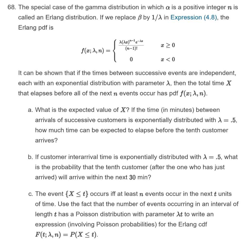 Solved 68 The Special Case Of The Gamma Distribution In Chegg Com
