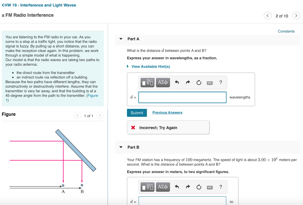 Solved Constants Part A You are listening to the FM radio