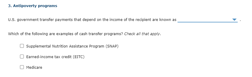 Solved 3. Antipoverty programs U.S. government transfer | Chegg.com