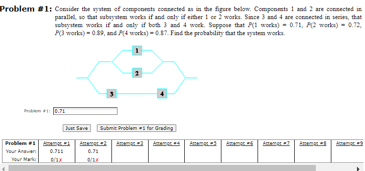 Solved Problem # 1: Consider the system of components | Chegg.com