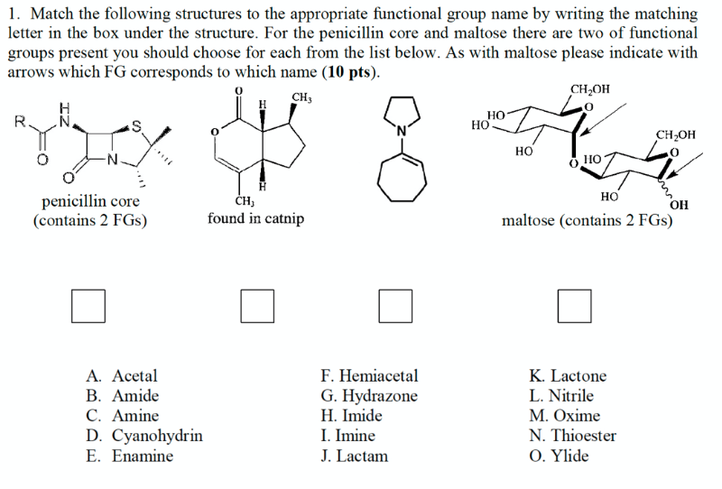 Solved 1. Match the following structures to the appropriate | Chegg.com
