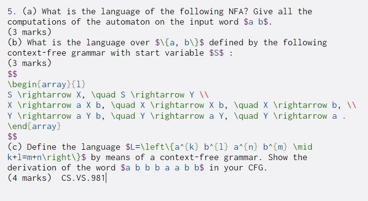 5. (a) what is the language of the following NFA? | Chegg.com