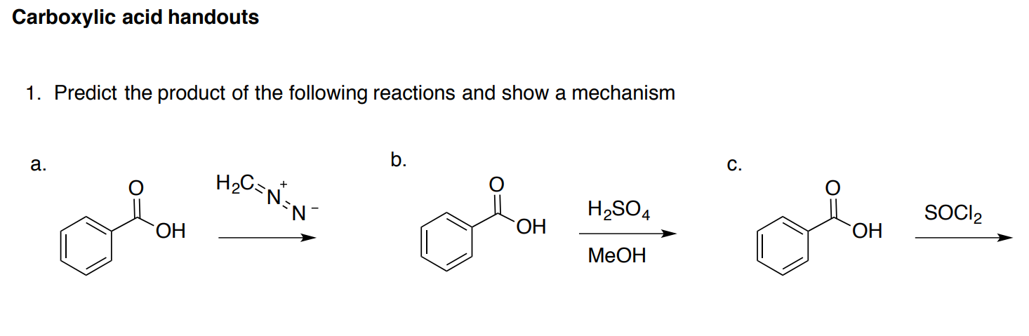 Solved Carboxylic Acid Handouts 1. Predict The Product Of 