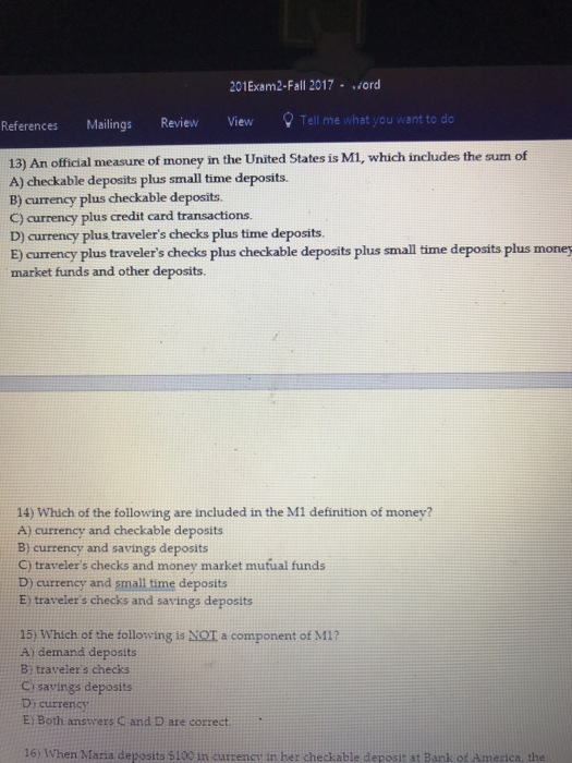 Solved 201Exam2 Fall 2017 ord References Mailings Review Chegg