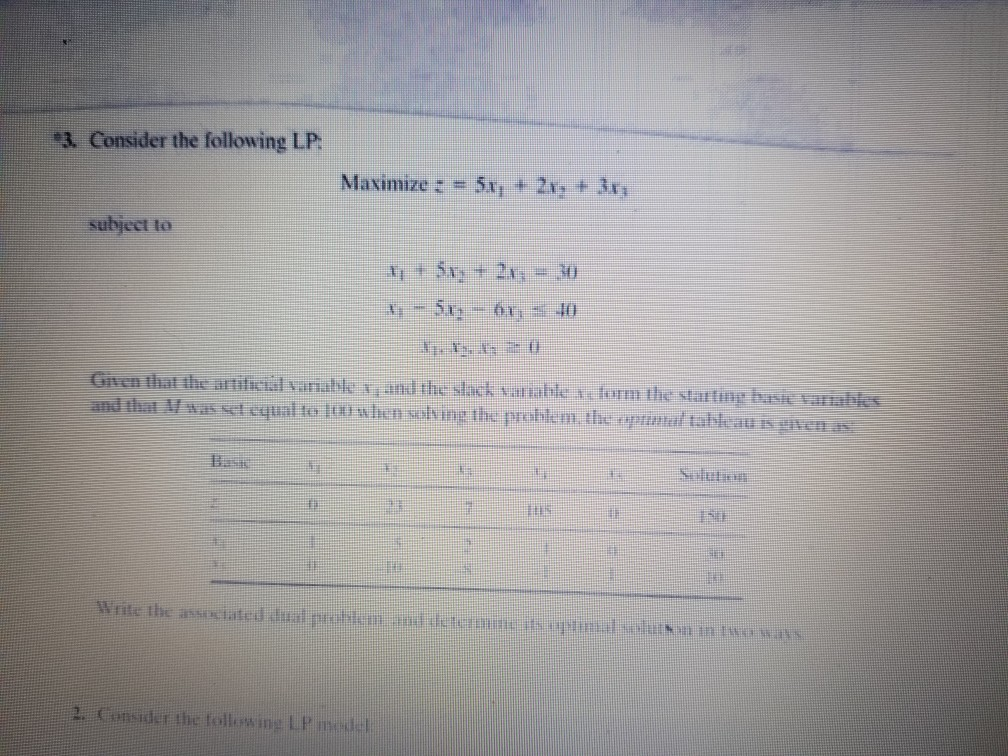 3 Consider The Following Lp Maximize 51 25 5125