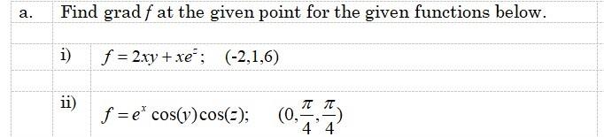 Solved a. Find grad f at the given point for the given | Chegg.com